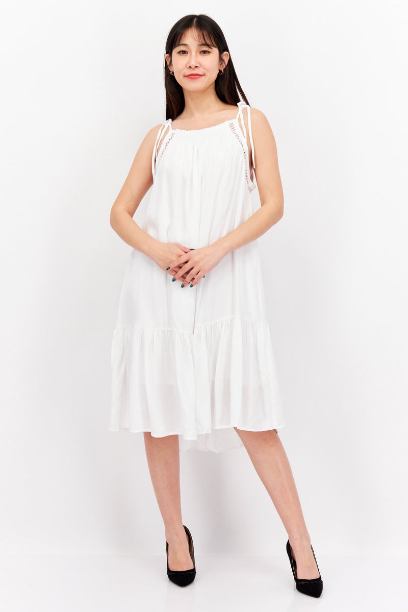 ESPRIT Women Pleated Midi Dress, White - Image 2